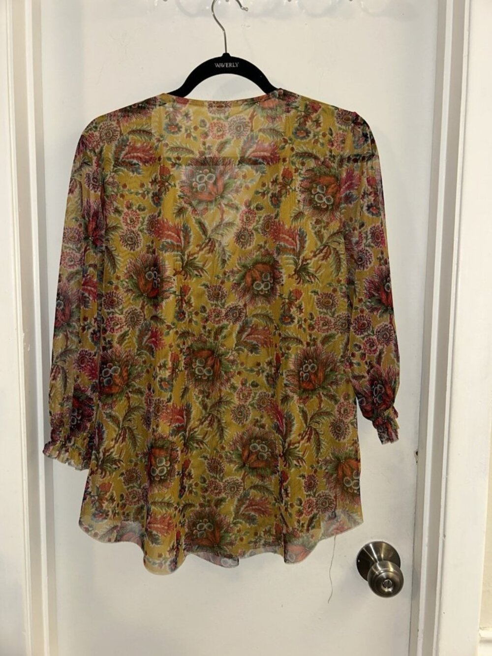 Anthropologie Gretchen Multicolor Boho Peasant Prairie Blouse Size Petite Large - Picture 6 of 9